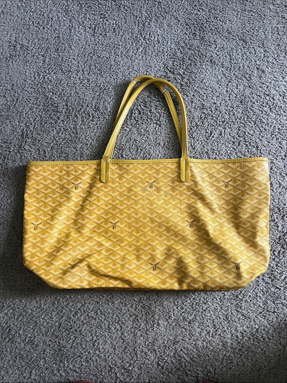 Yellow Mock Goyard Patterned Tote Bag - Everyday Shoulder Carry
